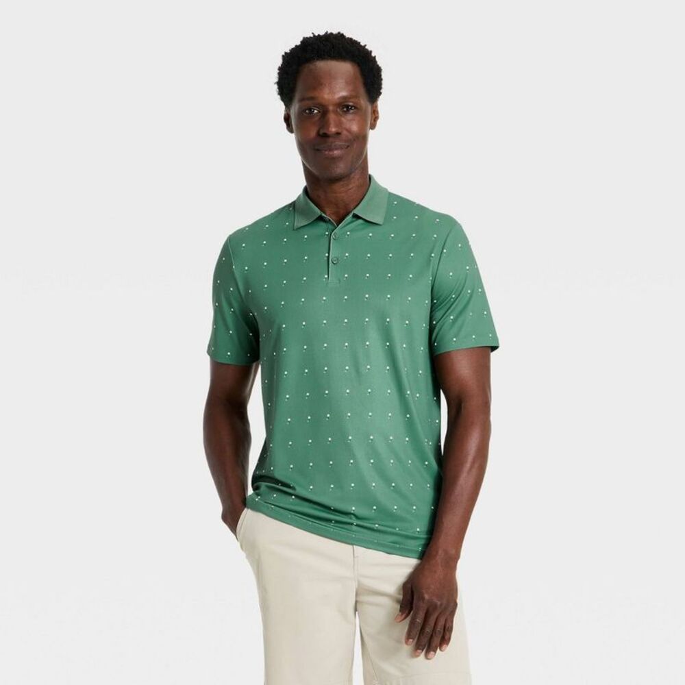 Men's Short Sleeve Textured Polo Shirt - All In Motion Pine Green XXL